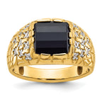 14k Mens Barrel Onyx and 1/4 carat Diamond Nugget Complete Ring - Sophia Jewelers