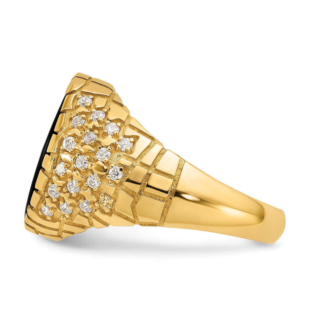 14k Mens Oval Onyx and Diamond Nugget Ring Mounting, Mounting Only - Sophia Jewelers