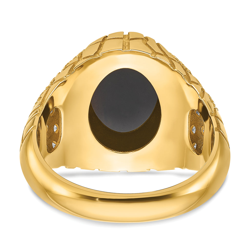 14k Mens Oval Onyx and Diamond Nugget Ring Mounting, Mounting Only - Sophia Jewelers