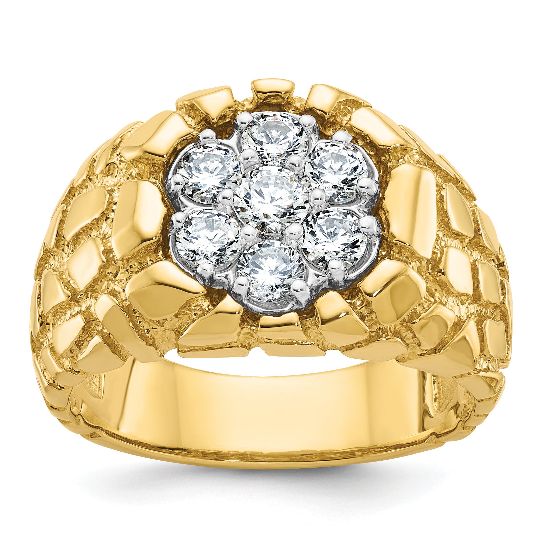 10K Polished Nugget Cluster Diamond Men's Ring Main image