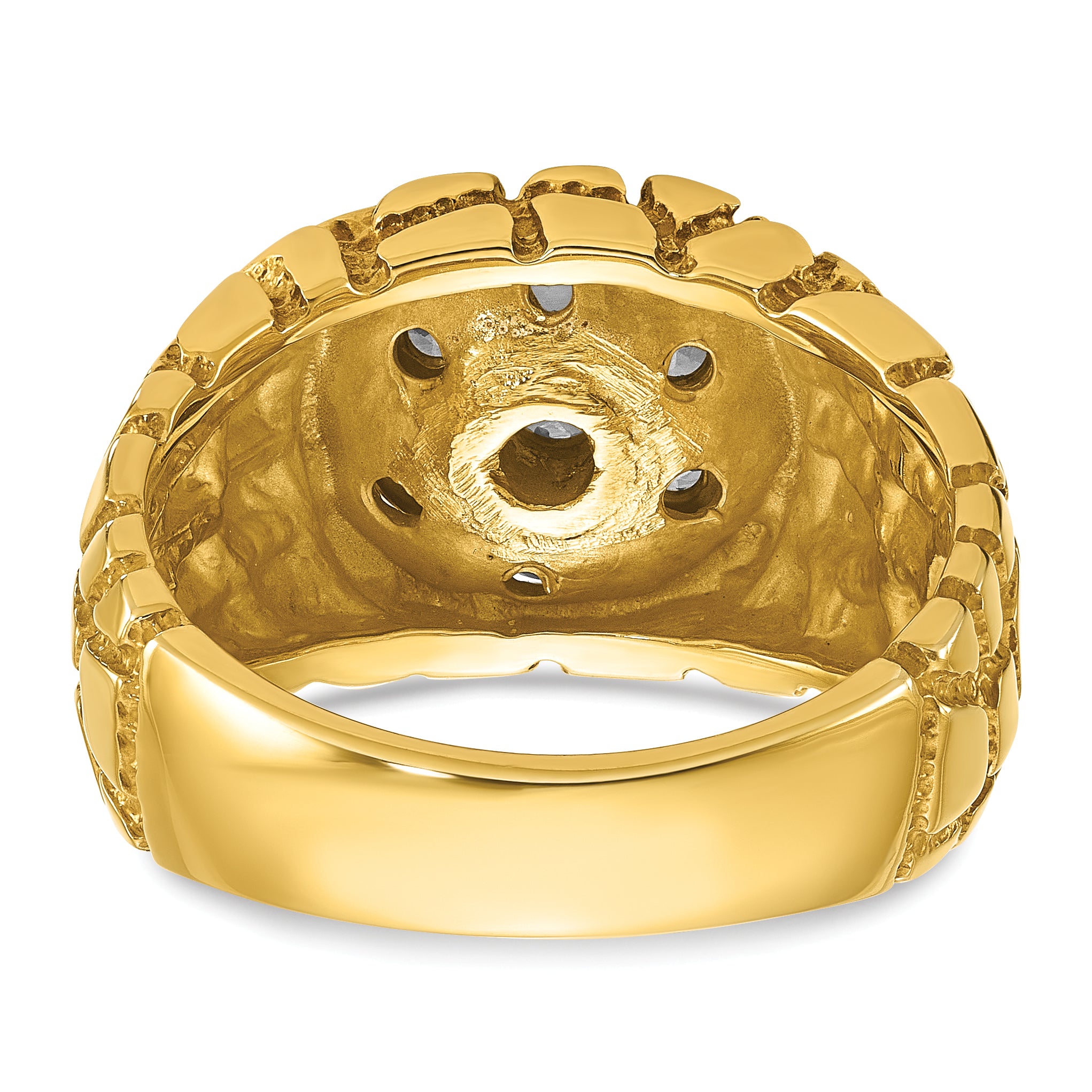 14k Mens Two-tone Mens 1 carat Diamond Nugget Cluster Complete Ring - Sophia Jewelers