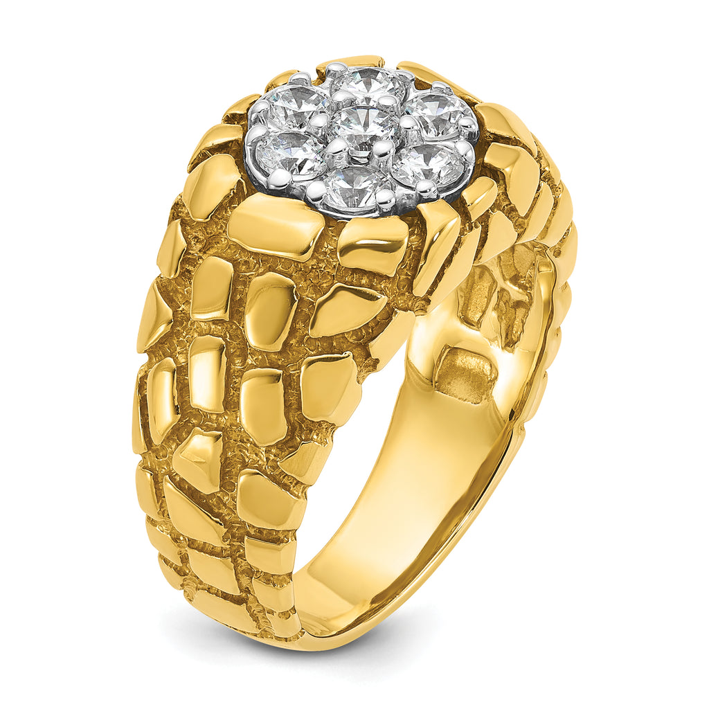 14k Mens Two-tone Mens 1 carat Diamond Nugget Cluster Complete Ring - Sophia Jewelers