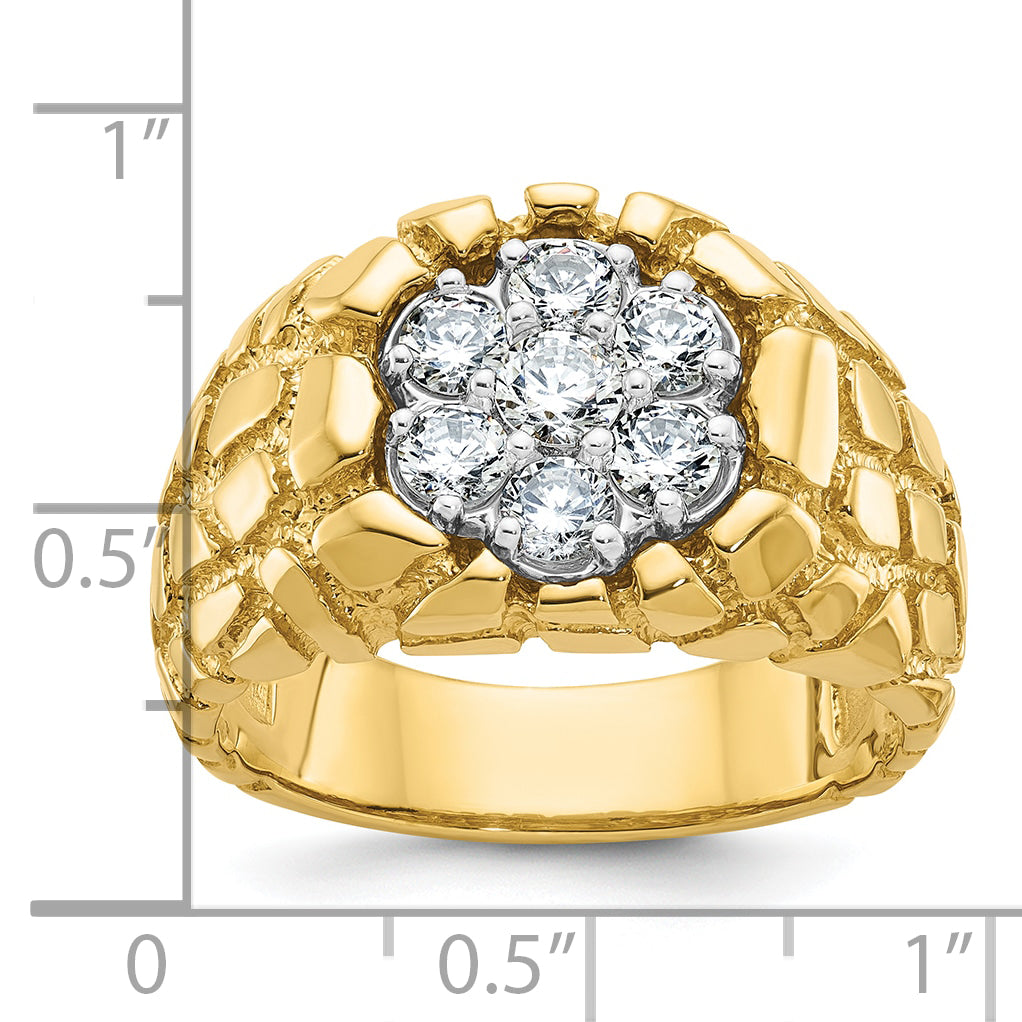 14k Mens Two-tone Mens 1 carat Diamond Nugget Cluster Complete Ring - Sophia Jewelers
