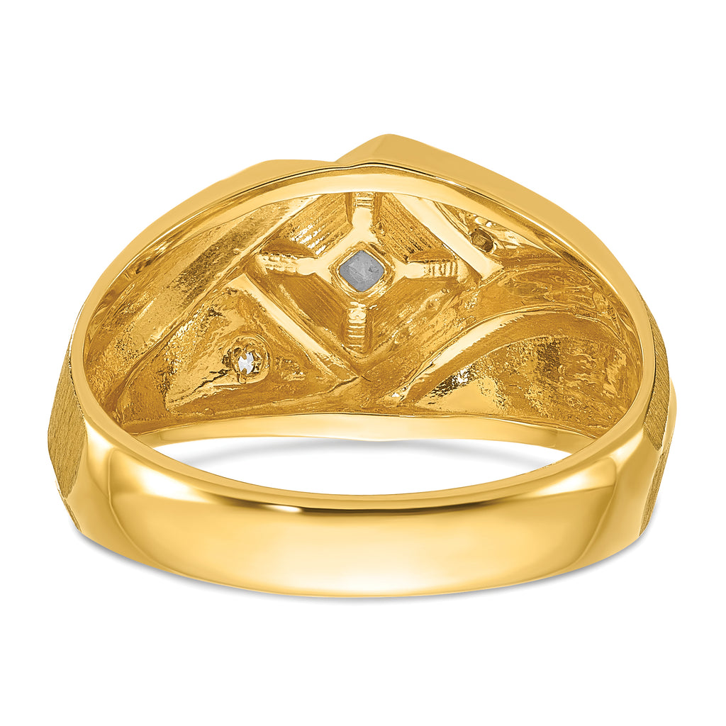 10k Two-tone Men's Polished and Satin Diamond Complete Ring