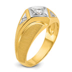 10k Two-tone Men's Polished and Satin Diamond Complete Ring