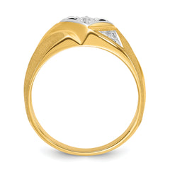 14k Two-Tone Men's Satin Diamond Complete Ring