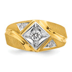 14k Two-Tone Men's Satin Diamond Complete Ring