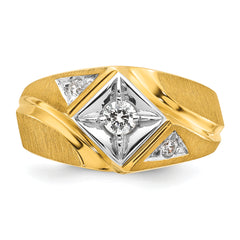 14k Two-Tone Men's Satin Diamond Complete Ring