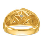 14k Two-Tone Men's Satin Diamond Complete Ring