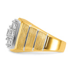 14k with White Rhodium 1 7/8 carat Lab Grown Diamond VS/SI+ G+ Polished Satin and Grooved Men's Clus - Sophia Jewelers