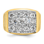 14k with White Rhodium 1 7/8 carat Lab Grown Diamond VS/SI+ G+ Polished Satin and Grooved Men's Clus - Sophia Jewelers
