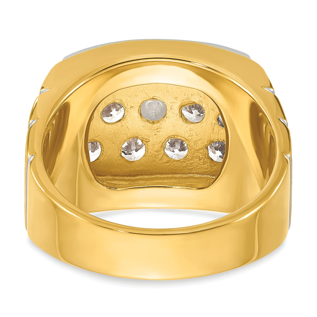 14k with White Rhodium Polished Satin and Grooved Men's Cluster Ring Mounting, Mounting Only - Sophia Jewelers