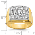 14k with White Rhodium 1 7/8 carat Lab Grown Diamond VS/SI+ G+ Polished Satin and Grooved Men's Clus - Sophia Jewelers