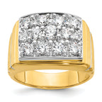 14k with White Rhodium Polished Satin and Grooved Men's Cluster Ring Mounting, Mounting Only - Sophia Jewelers