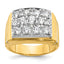 14k with White Rhodium Polished Satin and Grooved Men's Cluster Ring Mounting, Mounting Only - Sophia Jewelers