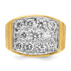 14k Two-tone Men's Polished Satin and Grooved Cluster Ring Mounting, Mounting Only - Sophia Jewelers
