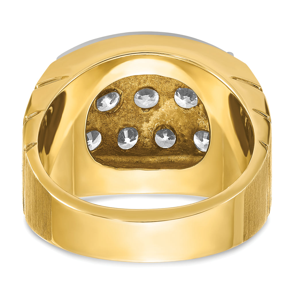 14k Two-tone Men's Polished Satin and Grooved 3 Carat AA Quality Diamond Cluster Ring - Sophia Jewelers