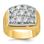14k Two-tone Men's Polished Satin and Grooved Cluster Ring Mounting, Mounting Only - Sophia Jewelers