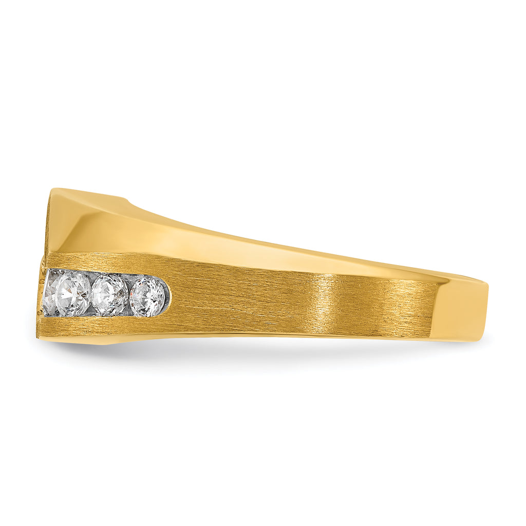 14k Men's Polished and Satin 1 Carat AA Quality Diamond Ring - Sophia Jewelers
