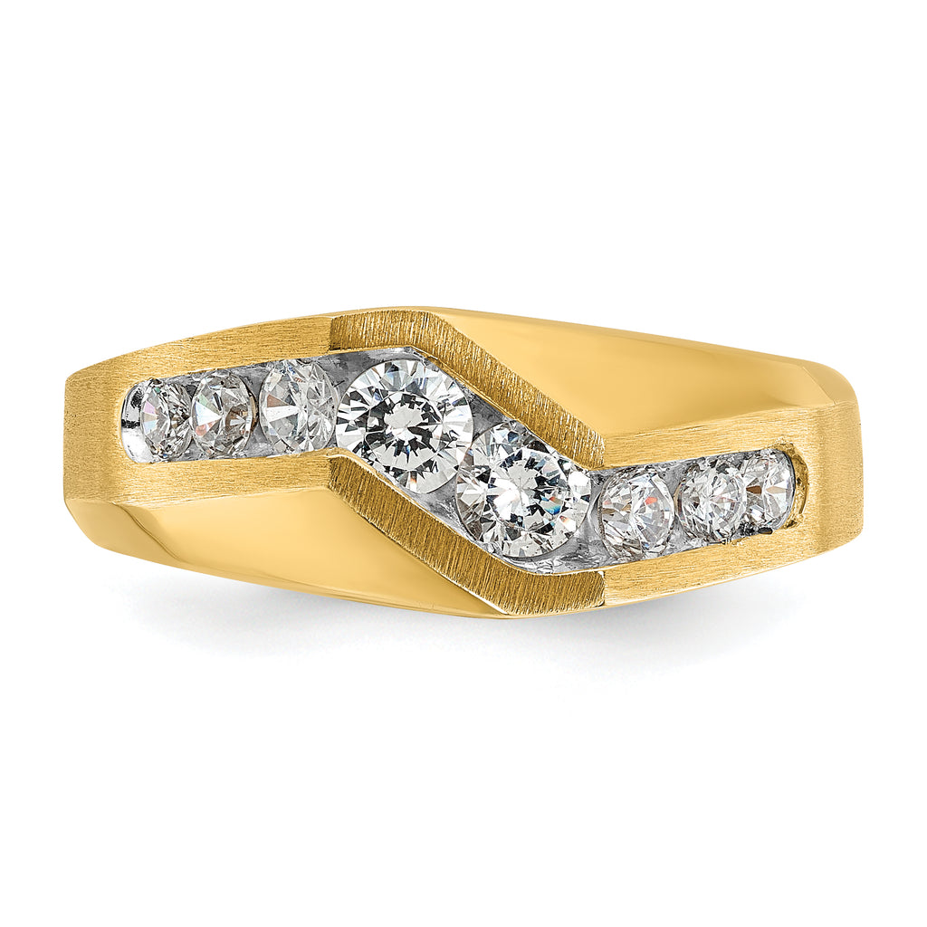 14k Mens Polished and Satin Ring Mounting, Mounting Only - Sophia Jewelers