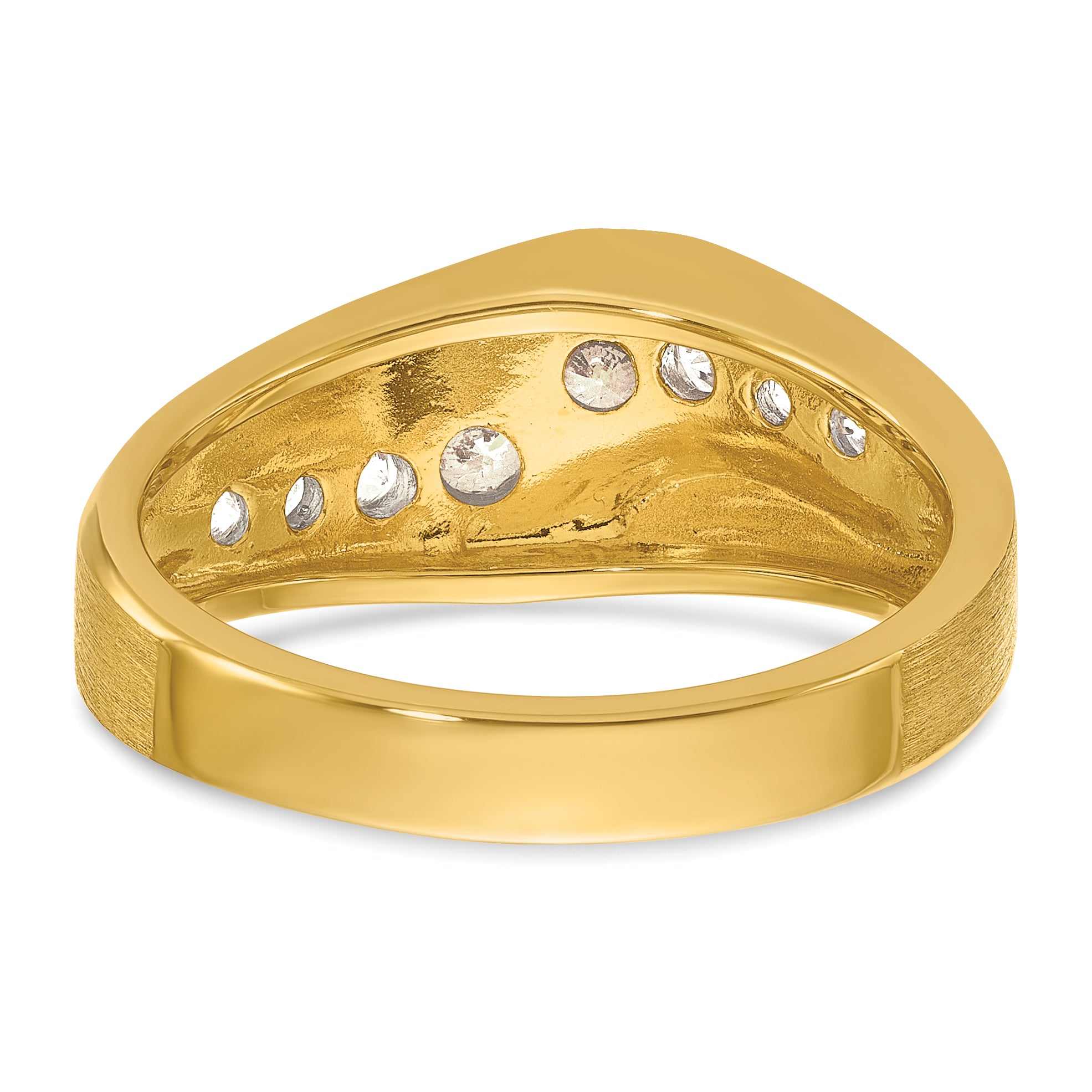 14k Mens Polished and Satin Ring Mounting, Mounting Only - Sophia Jewelers