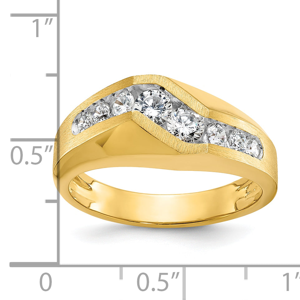 14k Mens Polished and Satin Ring Mounting, Mounting Only - Sophia Jewelers Main image