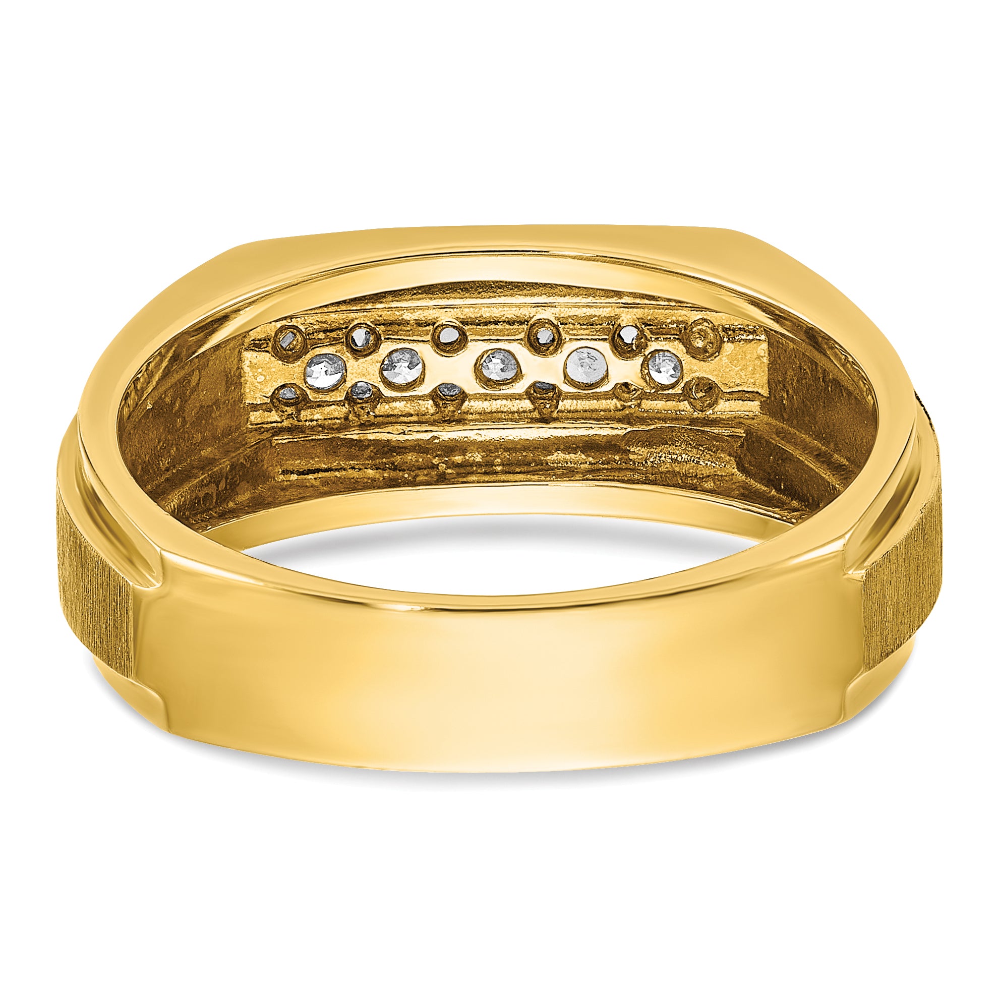 14k Polished and Satin Five Stone Men's Ring Mounting, Mounting Only - Sophia Jewelers