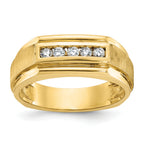 14k Polished and Satin Five Stone Men's Ring Mounting, Mounting Only - Sophia Jewelers
