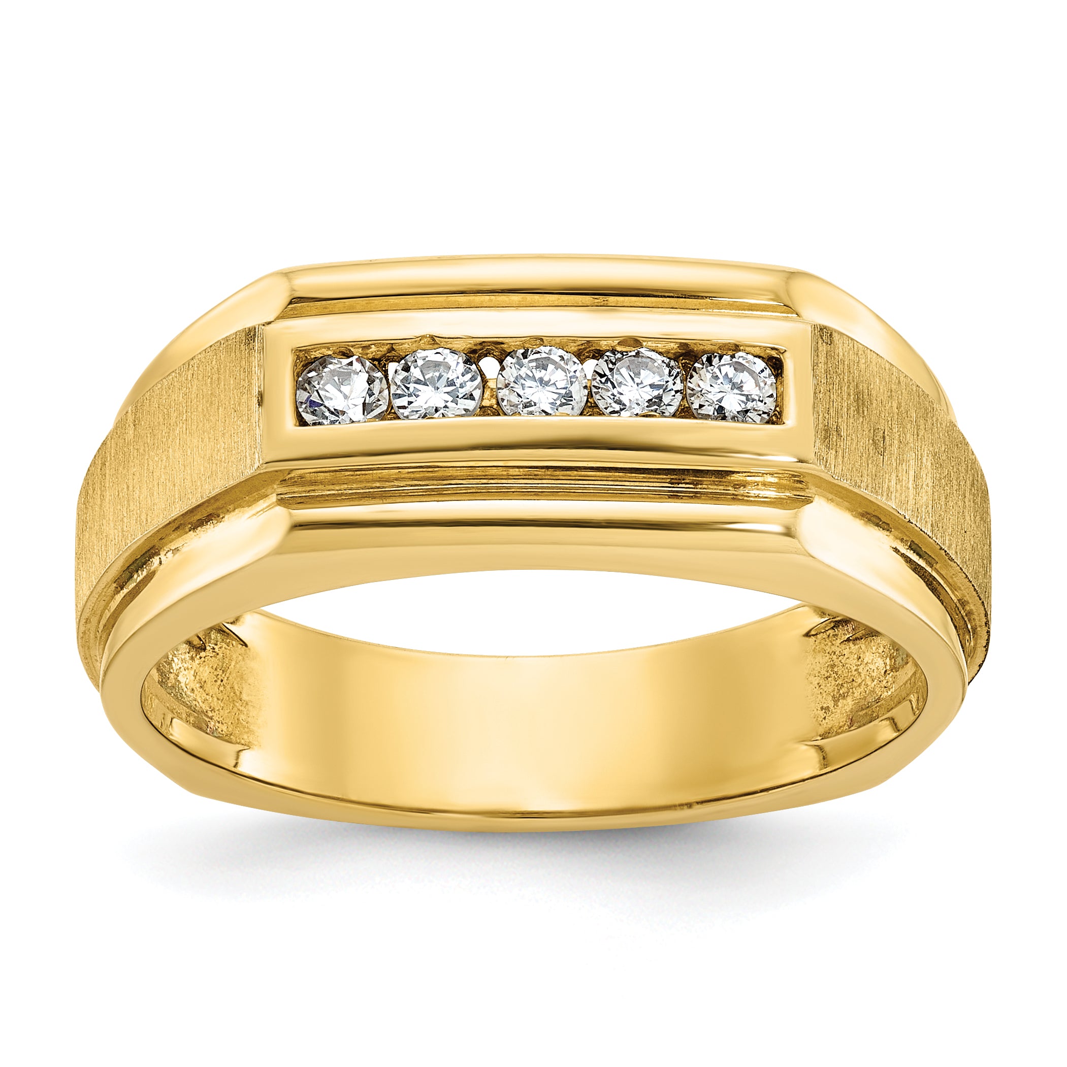 14k Men's Polished and Satin 5-Stone 1/4 Carat AA Quality Diamond Ring - Sophia Jewelers Main image