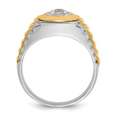 10k Two-tone Men's Polished Satin and Textured 3/8 Carat A Quality Diamond Ring