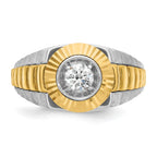 10k Two-tone Men's Polished Satin and Textured 3/8 Carat A Quality Diamond Ring