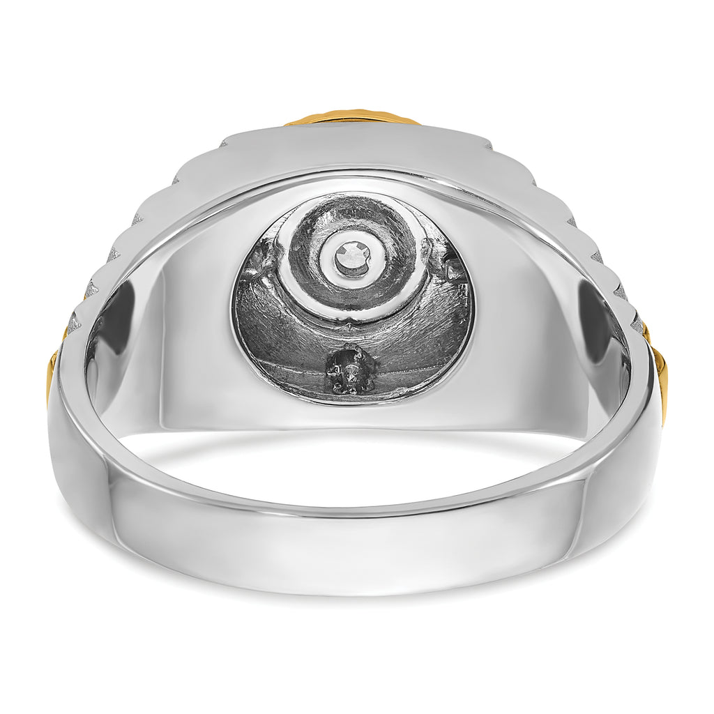 14k Two-tone Men's Polished Satin and Textured 3/8 Carat AA Quality Diamond Ring - Sophia Jewelers