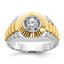 14k Two-tone Men's Polished Satin and Textured 3/8 Carat AA Quality Diamond Ring - Sophia Jewelers