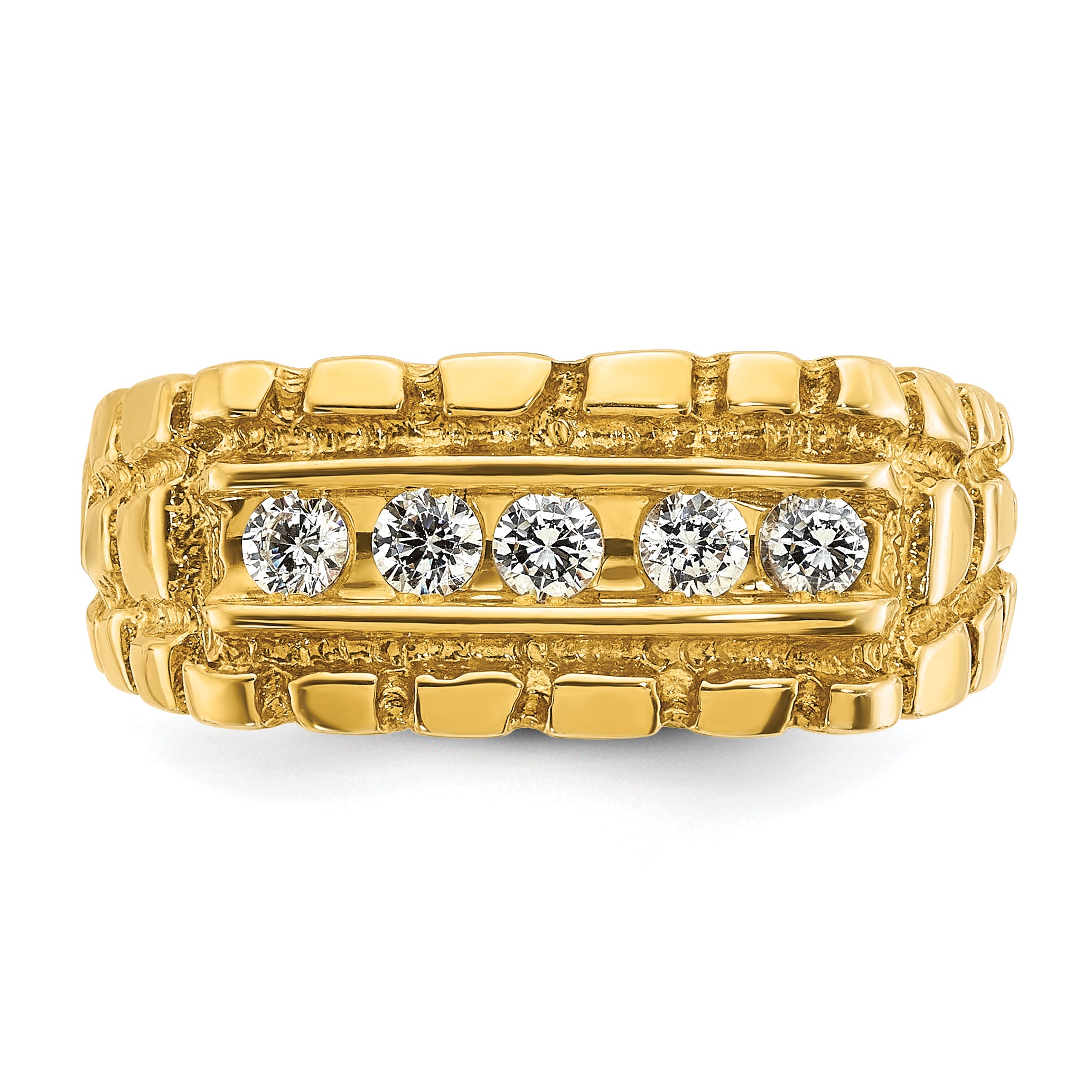 14k Mens 1/3 carat Diamond Nugget Complete Ring - Sophia Jewelers
