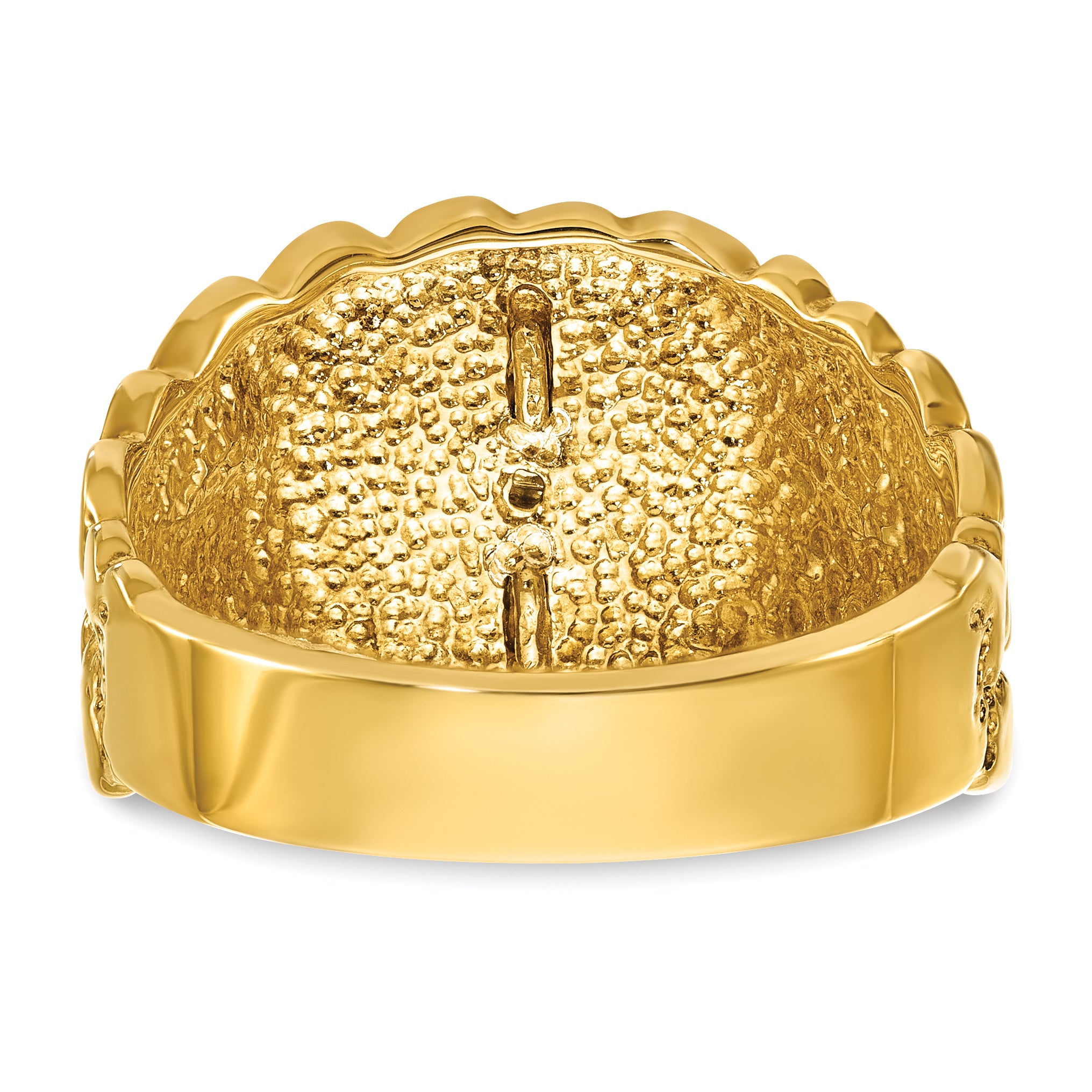 10k Two-tone Men's Polished and Nugget Textured Diamond Blue Lodge Master Masonic Ring