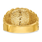 10k Two-tone Men's Polished and Nugget Textured Diamond Blue Lodge Master Masonic Ring