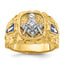 14k Two-tone Men's Polished and Nugget Textured Blue Lodge Master Masonic Ring Mounting, Mounting Only - Sophia Jewelers