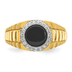 10k Two-tone Men's Onyx and Diamond Complete Ring