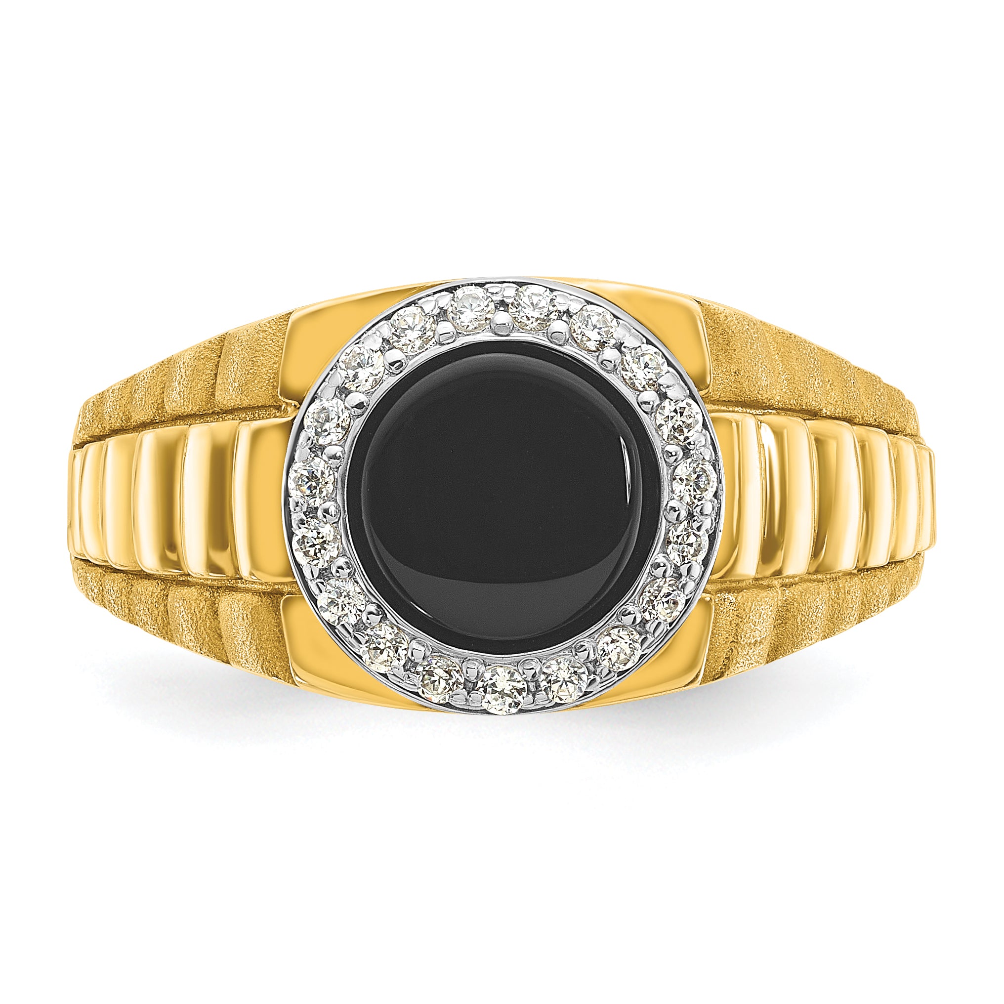 10k Two-tone Men's Onyx and Diamond Complete Ring