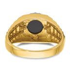 10k Two-tone Men's Onyx and Diamond Complete Ring
