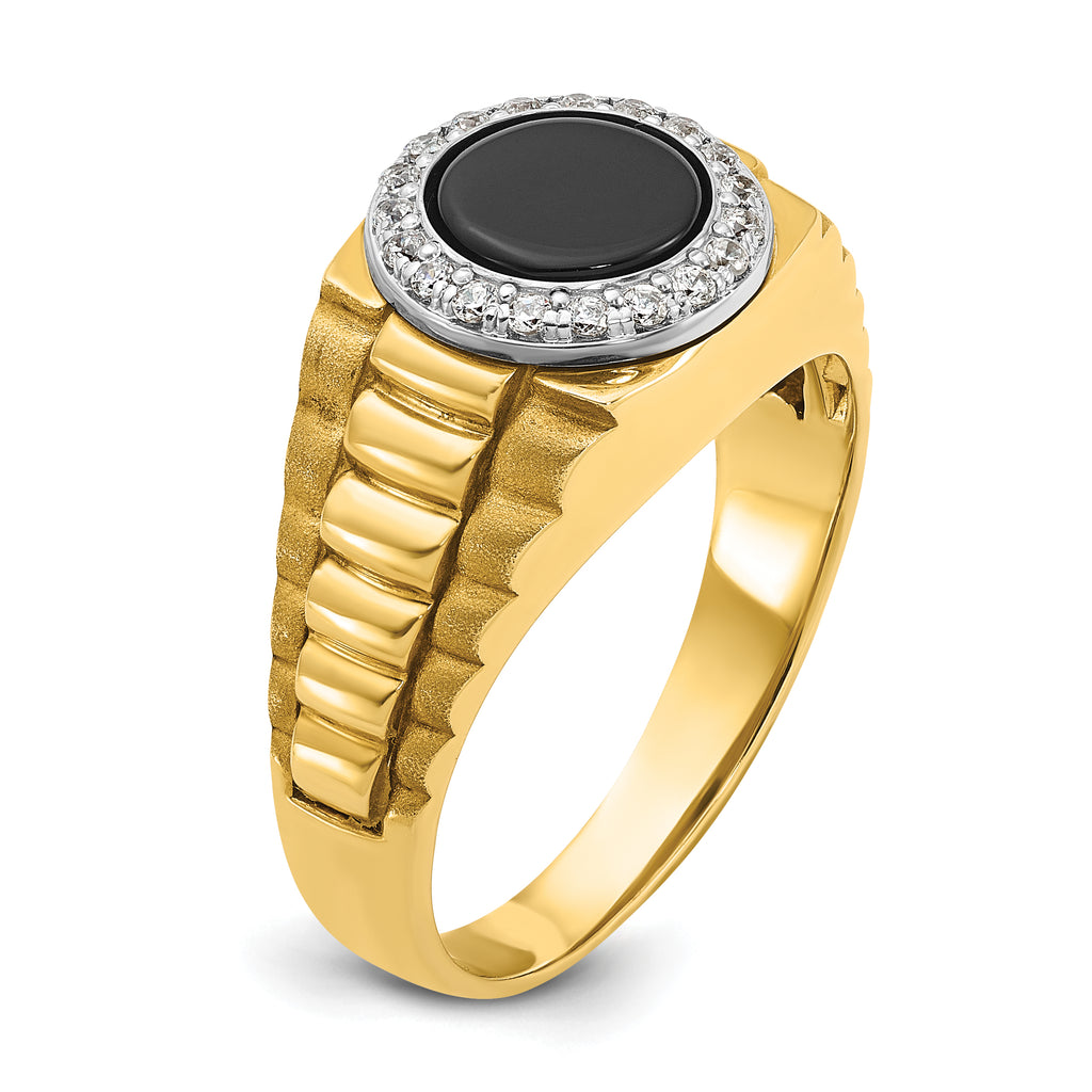 10k Two-tone Men's Onyx and Diamond Complete Ring
