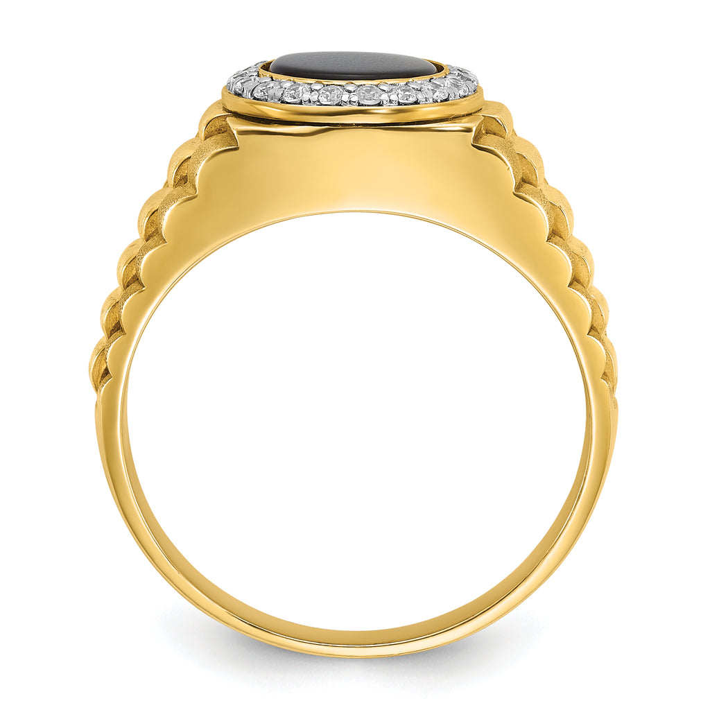 14k Two-tone Mens Round Onyx and Diamond Ring Mounting, Mounting Only - Sophia Jewelers