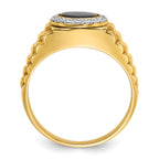 14k Two-tone Mens Round Onyx and Diamond Ring Mounting, Mounting Only - Sophia Jewelers