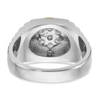 14k Two-tone Men's Polished Satin and Textured Cluster Ring Mounting, Mounting Only - Sophia Jewelers