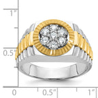 14k Two-tone Men's Polished Satin and Textured Cluster Ring Mounting, Mounting Only - Sophia Jewelers