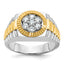 14k Two-tone Men's Polished Satin and Textured Cluster Ring Mounting, Mounting Only - Sophia Jewelers