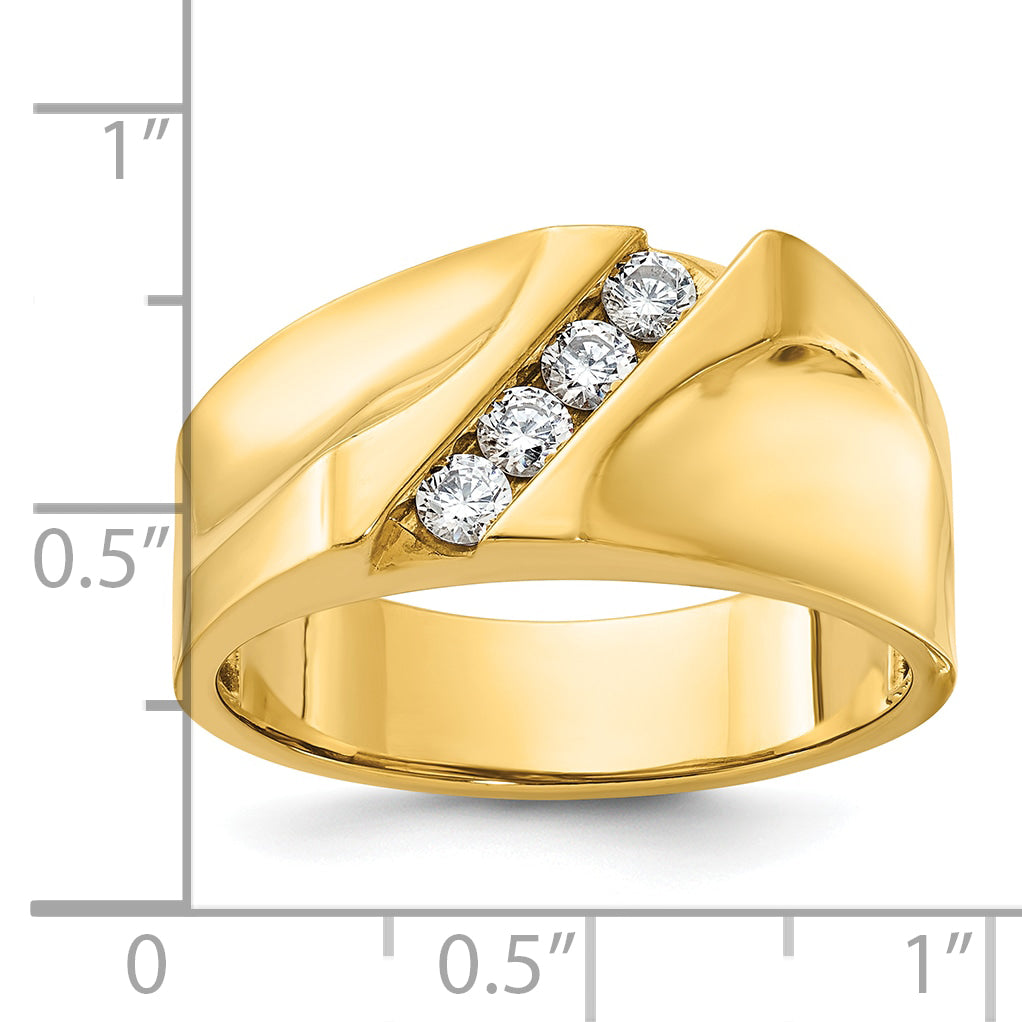 14k Mens Polished 4-Stone Ring Mounting, Mounting Only Secondary image