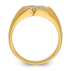 10k Men's Polished Satin and Grooved 1/2 Carat A Quality Diamond Ring
