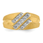 10k Men's Polished Satin and Grooved 1/2 Carat A Quality Diamond Ring