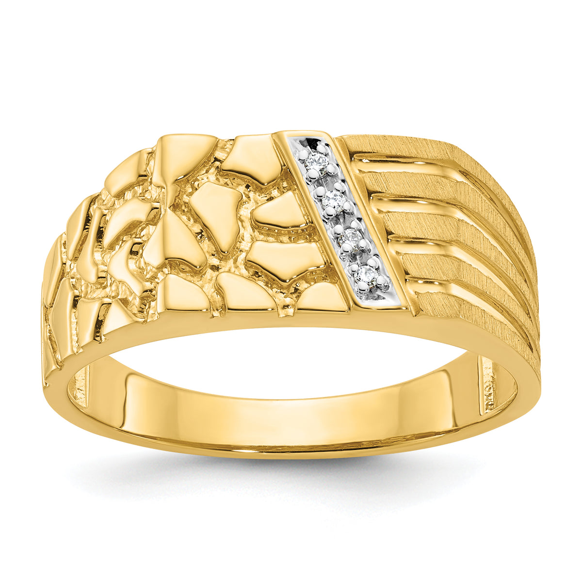 10k Men's Diamond Nugget Complete Ring